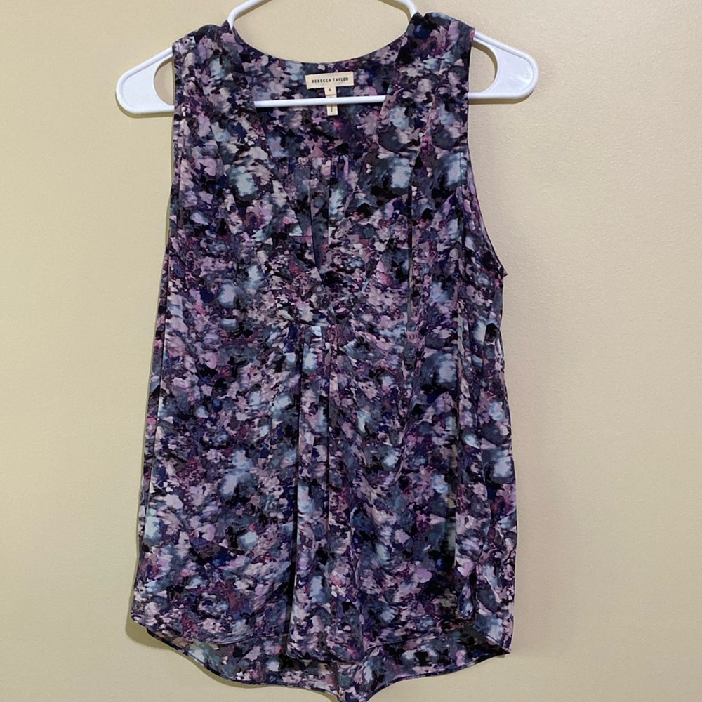 Rebecca Taylor 100% Silk V Neck Tank Size 6 - Picture 2 of 4